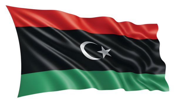 Waving Libyan Flag isolated png transparent background