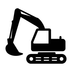 Excavator construction equipment heavy machinery digger vector illustration black and white image