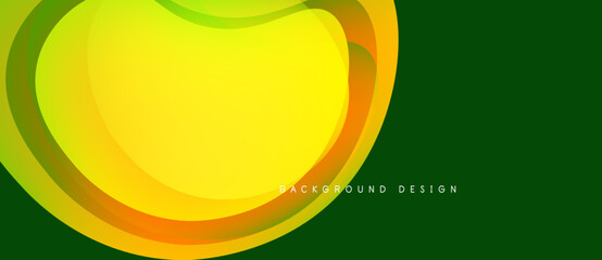 Abstract yellow, green layers create dynamic visual effect. Smooth gradients suggest movement, depth. Modern design element.