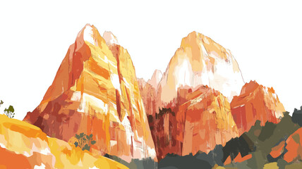 Zion National Park. Zion National Park hand drawn watercolor illustration