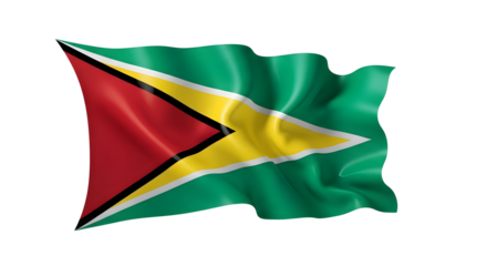 Guyana flag waving isolated png transparent background