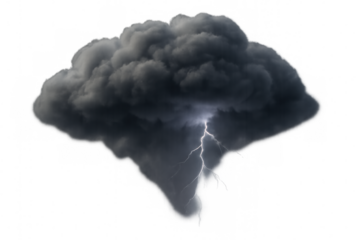 Storm cloud forming a powerful tornado funnel with lightning striking, depicting severe weather phenomena