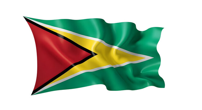 Guyana flag waving isolated png transparent background