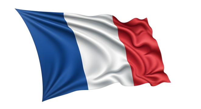 Waving French Flag isolated png transparent background