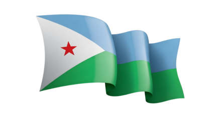 Waving flag of Djibouti isolated png transparent background