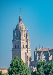 Obraz premium View of salamanca cathedral from enrique estevez bridge
