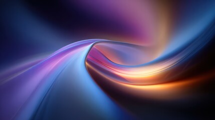 Bright colors blend and swirl together in a dynamic abstract design. The smooth curves highlight a mix of deep blues, purples, and warm golds, creating a sense of movement and energy.