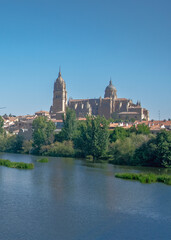 View of salamanca cathedral from enrique estevez bridge