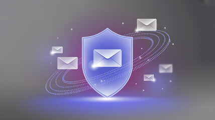Digital Shield Protecting Email and Data Communication Illustration