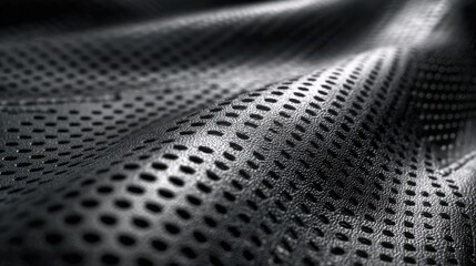 Detailed medium shot of mesh hybrid leather material featuring breathable perforations and fabric woven structure in focus with the surrounding elements softly blurred.