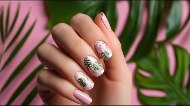 Beautiful gel hybrid summer nail art tutorial for fun
