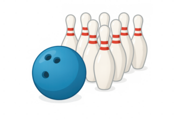 Bowling ball and pins for recreational sport, game, and strike, playing recreational activity