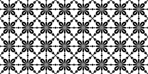 Minimal Geometric Floral Mandala Seamless Pattern.