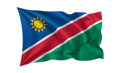 Namibian flag waving isolated png transparent background