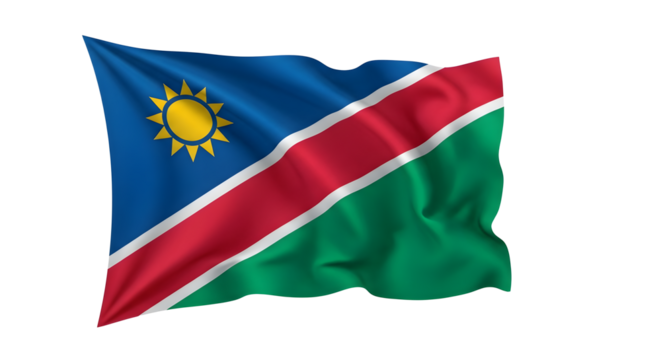 Namibian flag waving isolated png transparent background