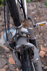 Obraz premium Close-up of bicycle front mechanism details