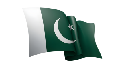 Waving Pakistan Flag isolated png transparent background