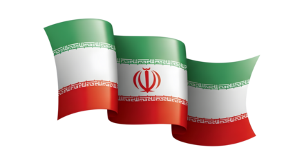 Waving flag of Iran isolated png transparent background