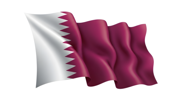 Waving flag of Qatar isolated png transparent background - Powered by Adobe