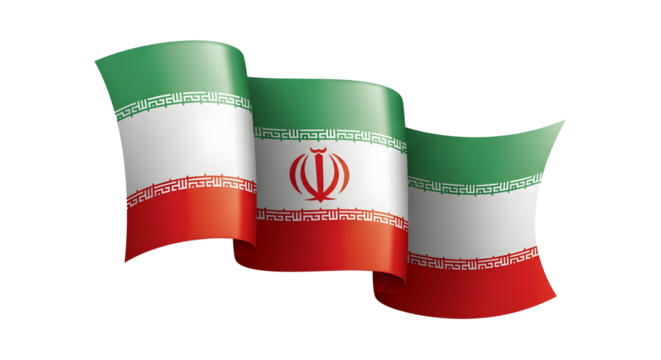 Waving flag of Iran isolated png transparent background