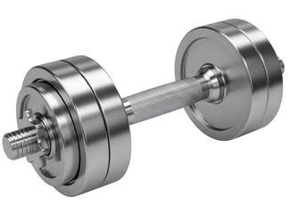 "Steel Chrome Dumbbell Isolated on Transparent Background PNG – Fitness and Weight Training Equipment"