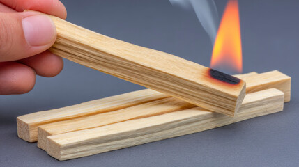 A person is holding a stick that is on fire