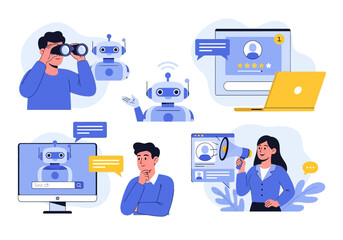 Artificial intelligence and human interaction in digital world.