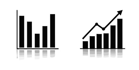 Bar Chart Showing Growth and Decline with Upward Trend Arrow.