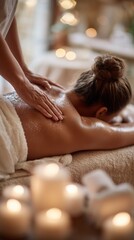 Obraz premium Relaxing spa treatment for a woman with a serene atmosphere.