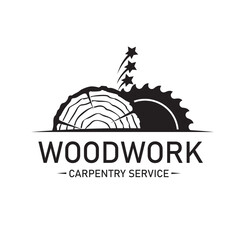 black woodworking carpentry emblem isolated on white background