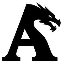 Silhouette of the letter A dragon