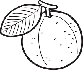 Tropical Guava with leave black and white icon.