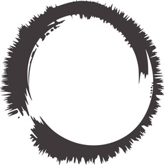 Jagged grey circle with textured edge abstract black and white