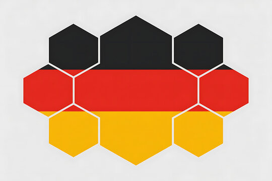 Geometric pattern incorporates national colors, creating a modern, abstract representation of a country.