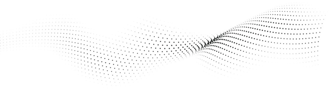 Graceful halftone wave sweeping left to right, layered dots creating depth, balanced white margins, premium minimalist background for tech brands, product mockups, tasteful corporate scenes, calm moti