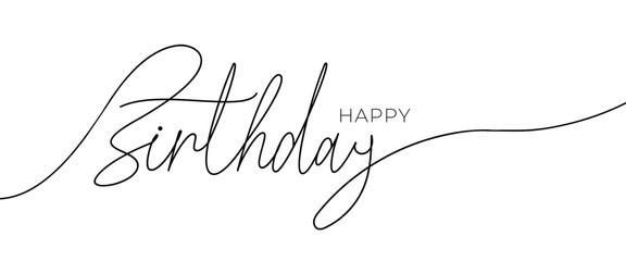 Happy Birthday hand drawn black lettering . Happy birthday celebration concept. Greeting birthday party lettering with celebration hand drawn elements, decorative invitation card vector set.