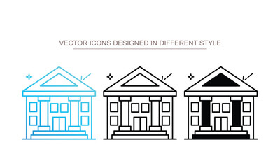 City Hall icon set multiple style collection