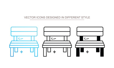 Park Bench icon set multiple style collection
