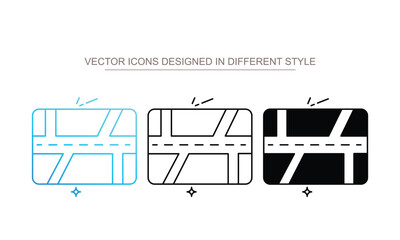 City Map icon set multiple style collection
