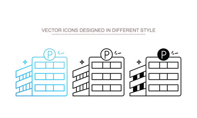 Parking Lot icon set multiple style collection