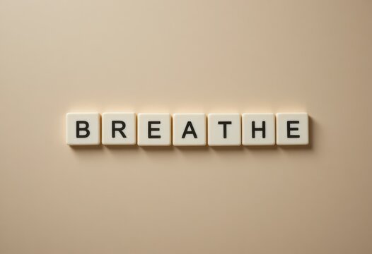 Inspirational Word Breathe Formed with Letter Tiles on a Soft Background - Powered by Adobe