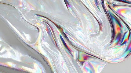 Iridescent flowing liquid with rainbow light reflections