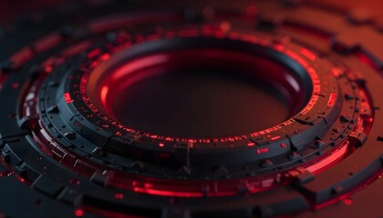 Futuristic mechanical device with glowing red circuits