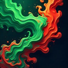 Obraz premium Vibrant liquid swirls dance in dynamic color clash