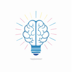 Creative concept depicting a brain in the shape of a lightbulb representing innovation and ideas