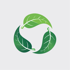 Eco-Friendly Emblem Depicting Green Leaves in a Circular Recycling Configuration Symbol