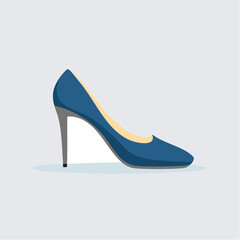 Elegant azure high-heeled shoe illustration set against a pale, neutral backdrop
