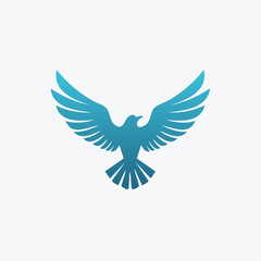 Elegant gradient blue bird logo design featuring spread wings on a bright background