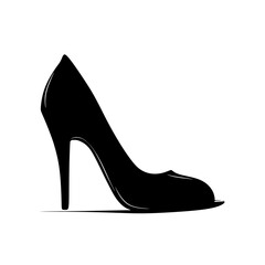 black high heel women shoes on a transparent background