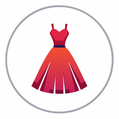 Elegant Vector Illustration of a Stylish Red Dress Within a Circular Frame
